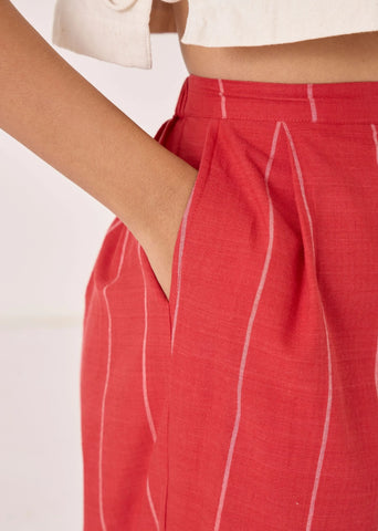 Braboune Handwoven Red Striped Pants