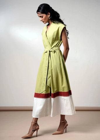 Rihana Olive Handloom Cotton Dress