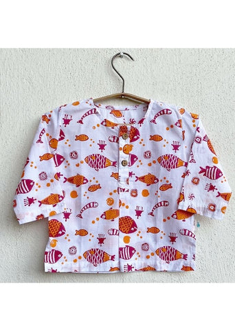 Unisex Organic Koi Red Kurta & Matching Pants