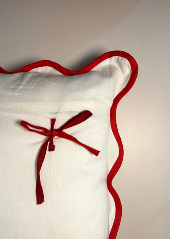 Love Cushion Cover- Red Heart Block Printed On Cotton