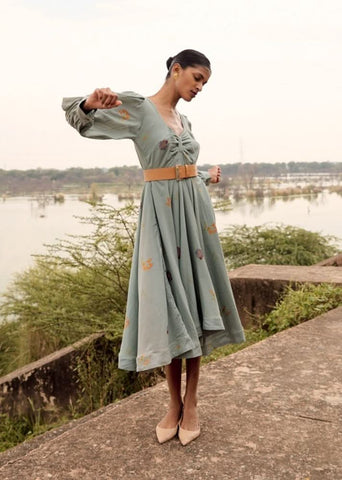 A Model Wearing Multicolor,Pure Cotton Osprey Dress curated by Only Ethikal