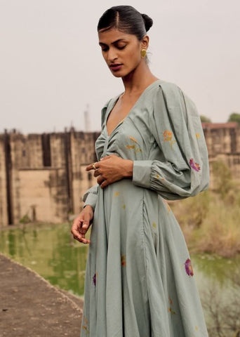 A Model Wearing Multicolor,Pure Cotton Honeycreeper Dress curated by Only Ethikal