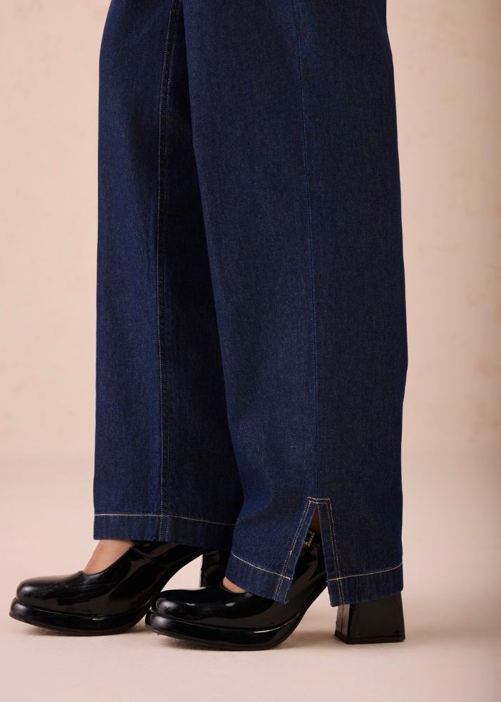 A Model Wearing Blue Denim The Classic Straight Sustainable Denim Jeans, curated by Only Ethikal