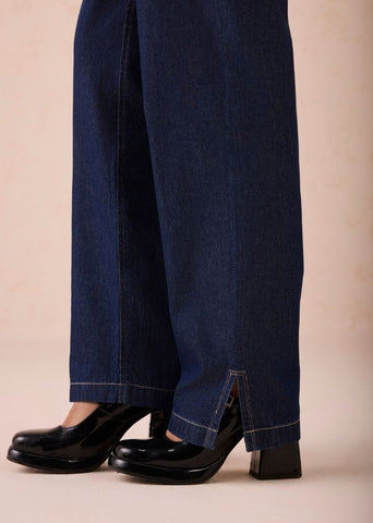 A Model Wearing Blue Denim The Classic Straight Sustainable Denim Jeans, curated by Only Ethikal