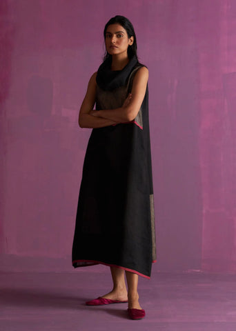 Shira Cowl Neck Dress- Black
