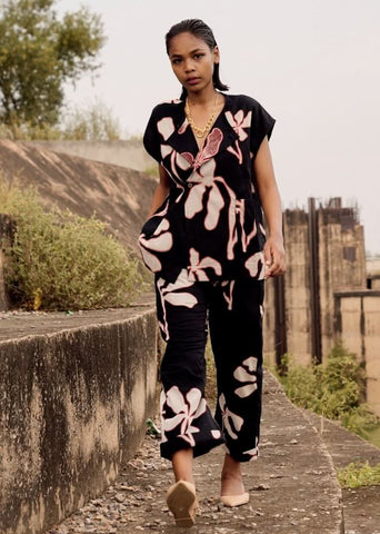 A Model Wearing Multicolor,Pure Cotton Quail Dress curated by Only Ethikal