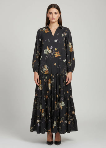 Layali Black Tiered Dress