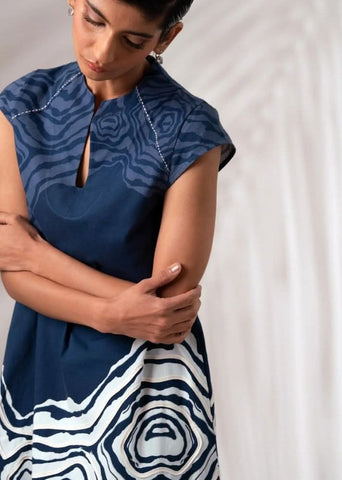 A Model Wearing Multicolor Cotton Twill Yara Short Dress, curated by Only Ethikal