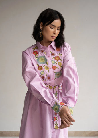 Orchid Bouquet Shirt Dress