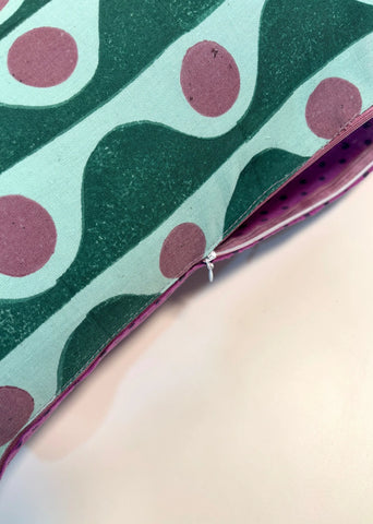 Tide Dot, Cotton Reversible Reactangle Cushion Cover- Purple & Green