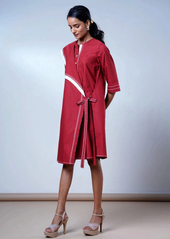 Brick Aster Cotton Poplin Dress