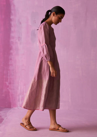 Zaina Metallic Wrap Dress- Lavender
