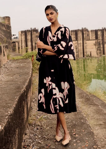 A Model Wearing Multicolor,Pure Cotton Osprey Dress curated by Only Ethikal