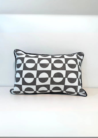 Retro Check Cotton Rectangle Cushion Cover- Black & White