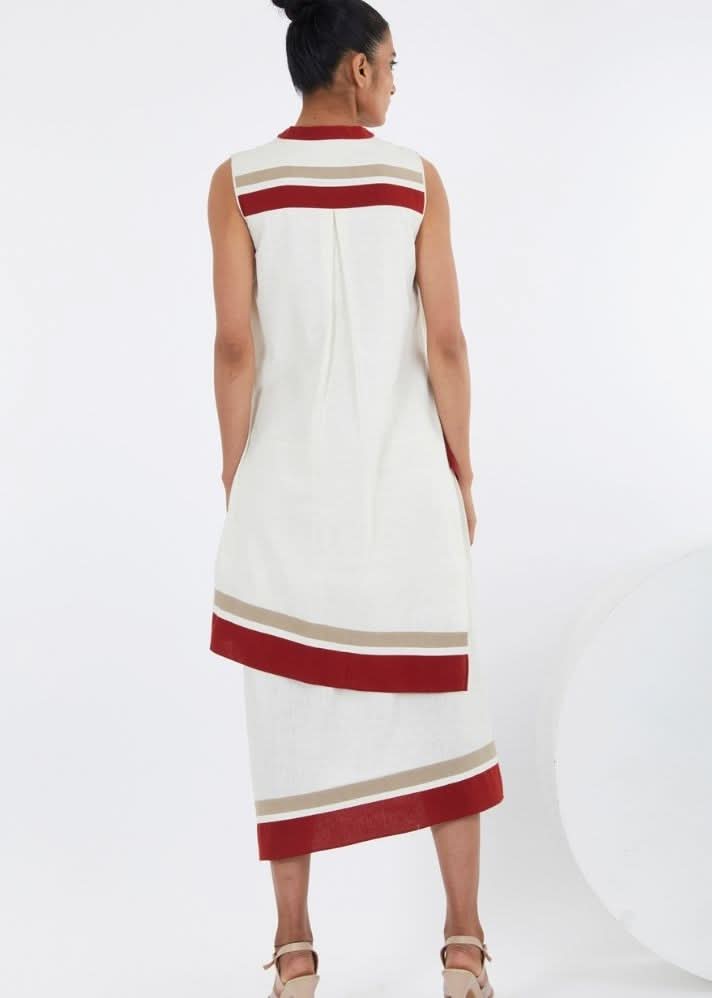 A Model Wearing White Pure Cotton Sachi Natural White Midi Dress, curated by Only Ethikal