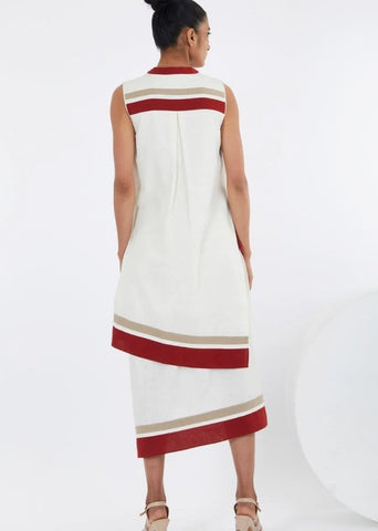 A Model Wearing White Pure Cotton Sachi Natural White Midi Dress, curated by Only Ethikal