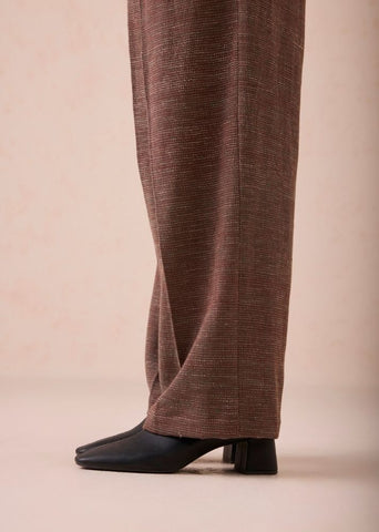 A Model Wearing Brown Handwoven Cotton The Hazel Sun Handspun Handwoven Organic Cotton Trousers, curated by Only Ethikal