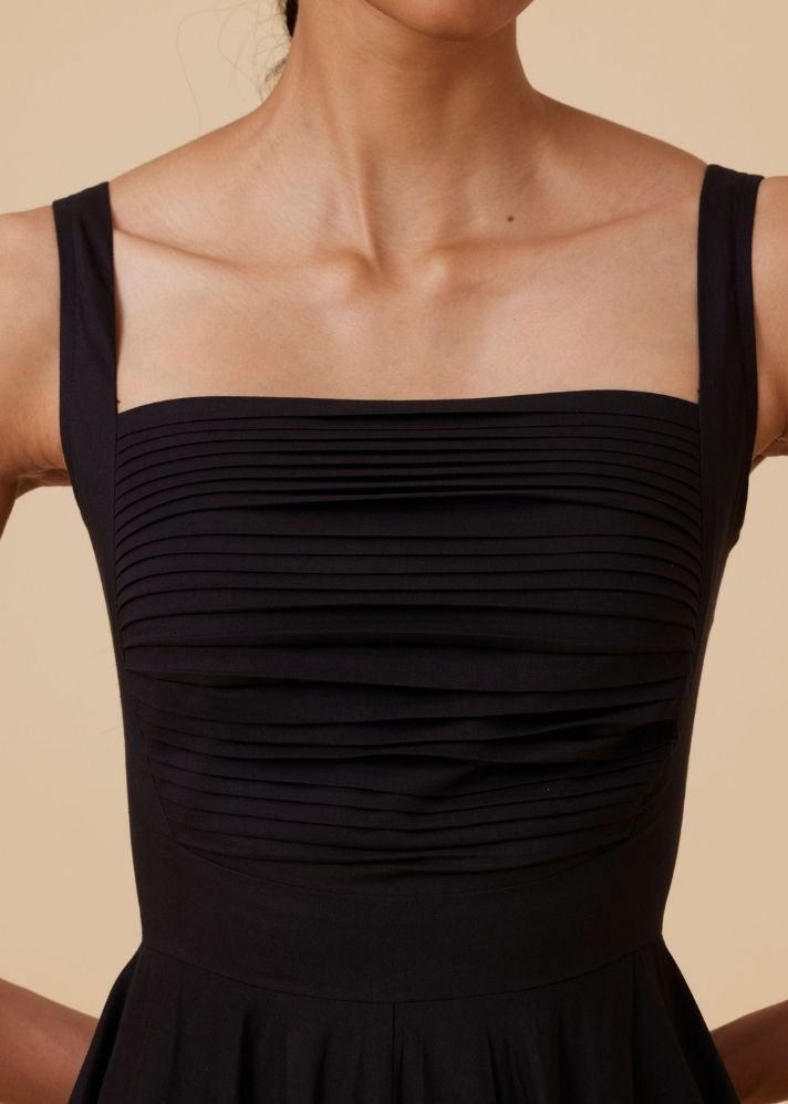 A Model Wearing Black Organic Cotton Manoor Black Organic Cotton Dress , curated by Only Ethikal