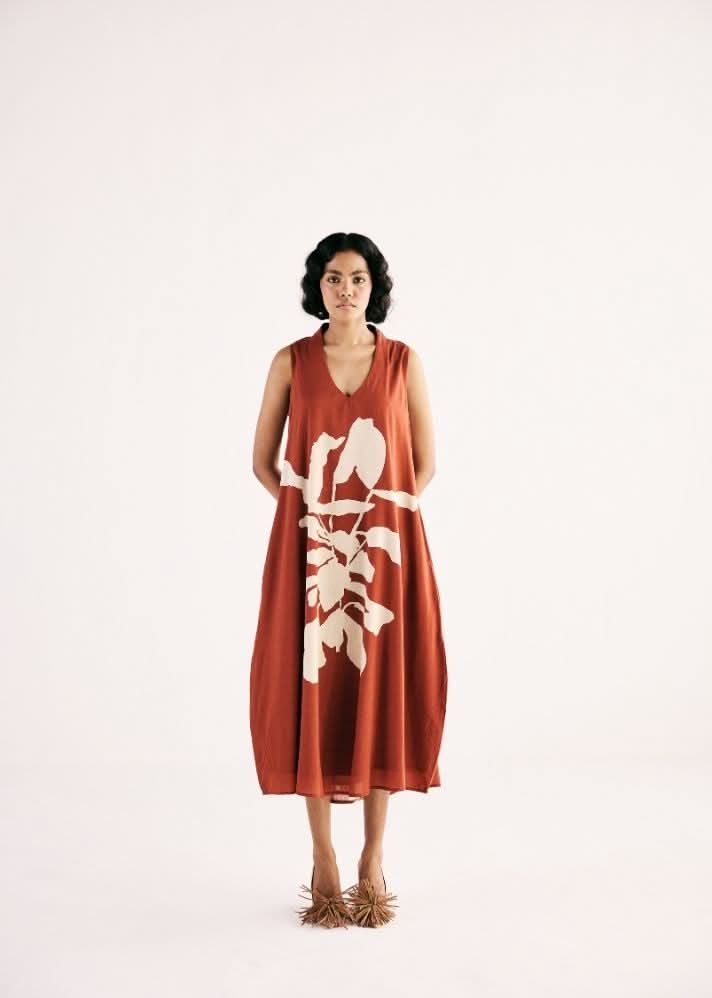 A Model Wearing Multicolor,Cotton Mul Redwood Garden Dress curated by Only Ethikal
