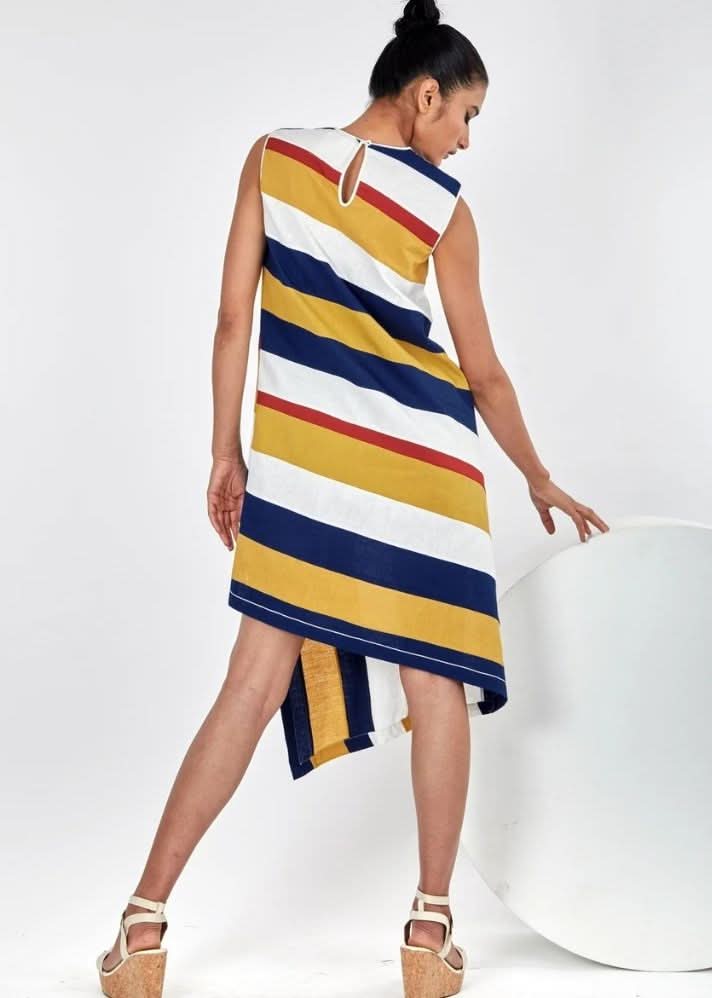 A Model Wearing Multicolor Pure Cotton Miami Multi Midi Dress, curated by Only Ethikal