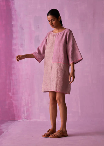 Ahana Metallic Linen Dress- Lavender