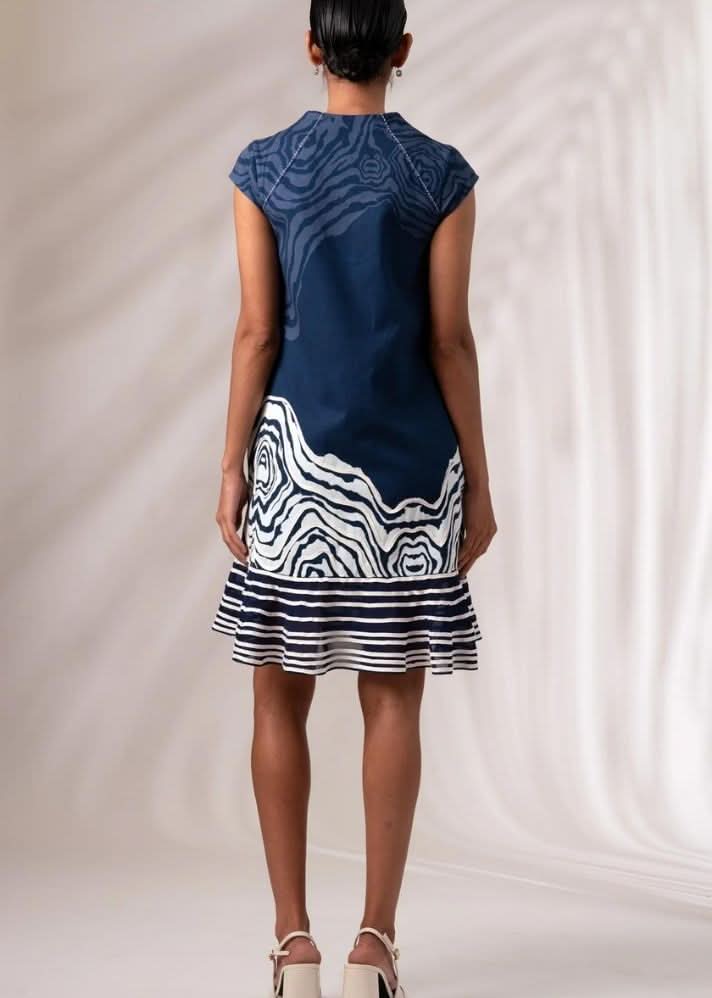 A Model Wearing Multicolor Cotton Twill Yara Short Dress, curated by Only Ethikal