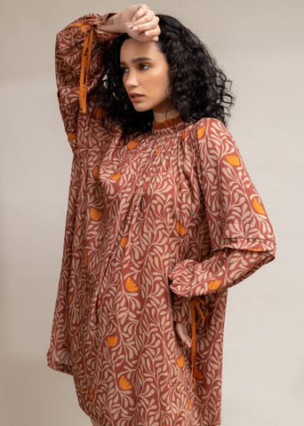 A Model Wearing Multicolor Upcycled Cotton  Alice Printed Dress, curated by Only Ethikal