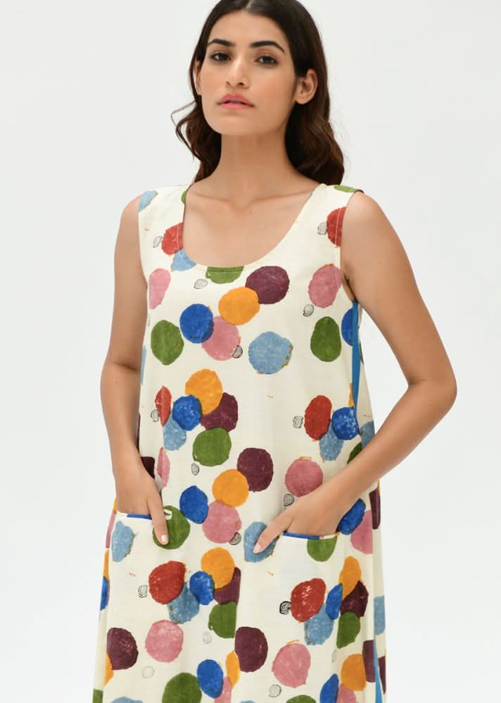 A Model Wearing Multicolor Organic Cotton Void Space Pocket Maxi , curated by Only Ethikal