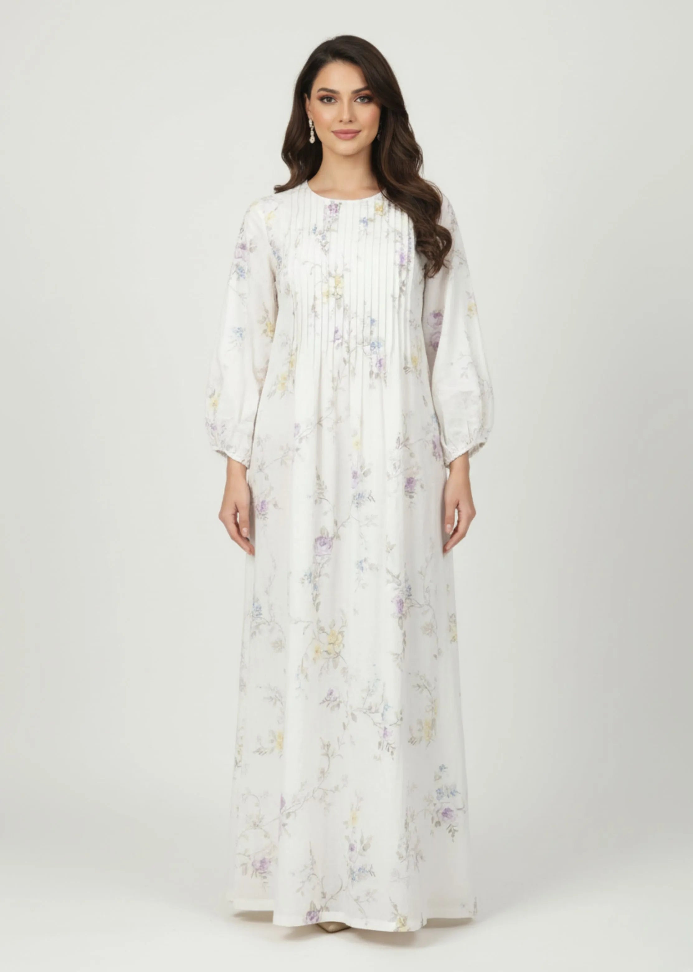 A Model Wearing Multicolor Mul Cotton Ethereal Bloom Maxi Dress, created by Only Ethikal