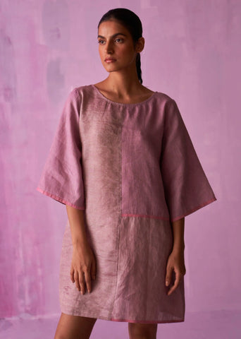 Ahana Metallic Linen Dress- Lavender