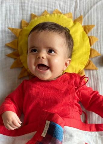 Unisex Organic Red Angrakha & White Pants