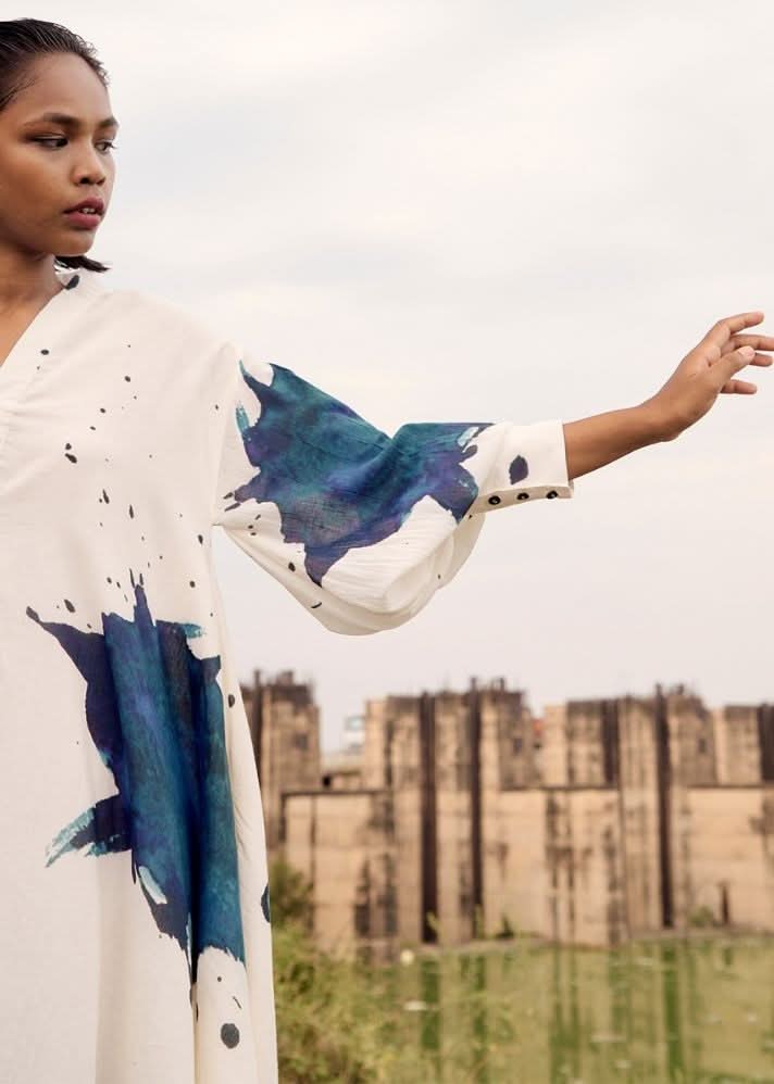 A Model Wearing Green Pure Cotton Pine Co-ord Set,curated by Only Ethikal