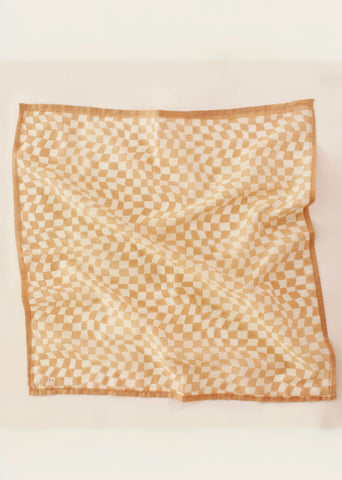 Mid-Modern White And Peach Cotton Square Scarf