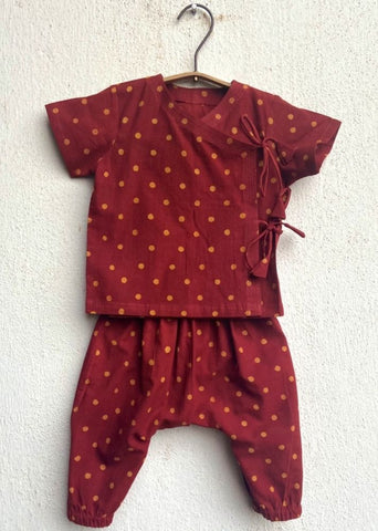Unisex Organic Madder Raidana Print Angrakha Top & Pants