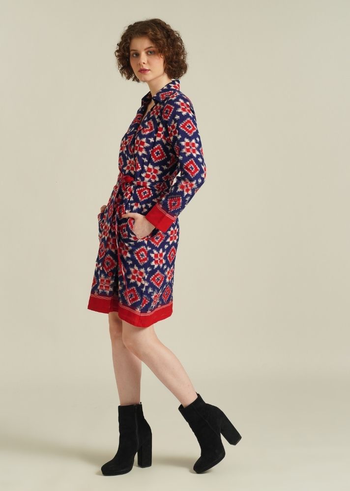 A Model Wearing Red Pure Cotton Royale XXXIII, curated by Only Ethikal