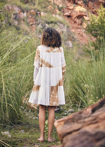 A Model Wearing White Pure Cotton Sandy Strings Dress curated by Only Ethikal