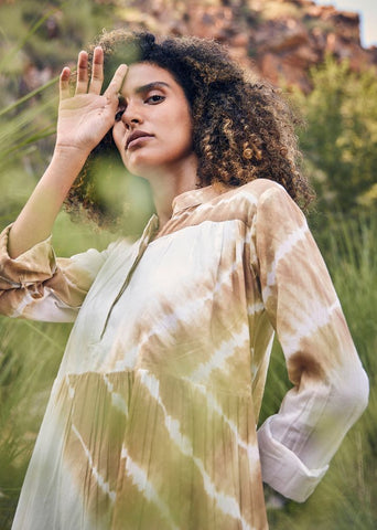 A Model Wearing White Pure Cotton Sandy Strings Dress curated by Only Ethikal