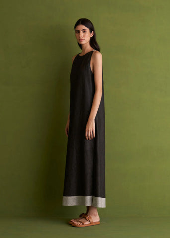Niza Linen Dress- Charcoal