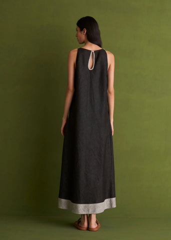 Niza Linen Dress- Charcoal