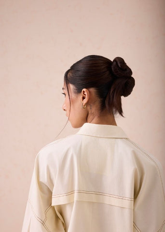 A Model Wearing White Poplin The Vista Everyday Classic Organic Cotton Shirt Dress, curated by Only Ethikal
