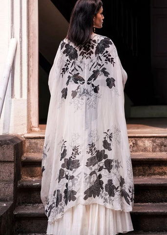 A Model Wearing White Pure Cotton Perry Long Jacket, curated by Only Ethikal