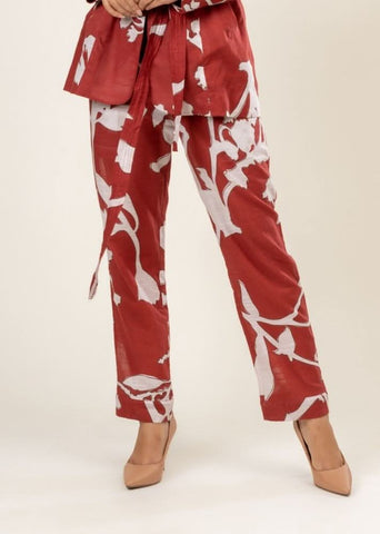 A Model Wearing Multicolor Upcycled Cotton Warren Printed Pants, curated by Only Ethikal