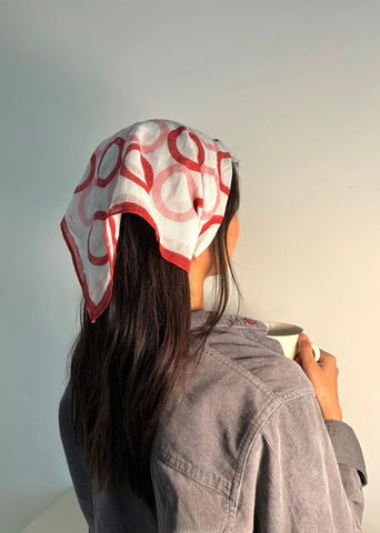 Pink & Red Circles Cotton Square Scarf