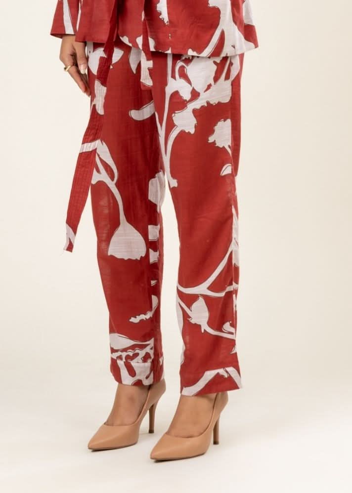 A Model Wearing Multicolor Upcycled Cotton Warren Printed Pants, curated by Only Ethikal