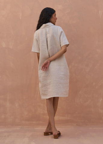 Runa Linen Shift Dress- Off White