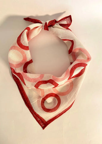 Pink & Red Circles Cotton Square Scarf