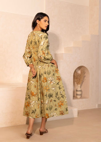 A Model Wearing Multicolor Organic Cotton Oyster Dress Multicolor, curated by Only Ethikal