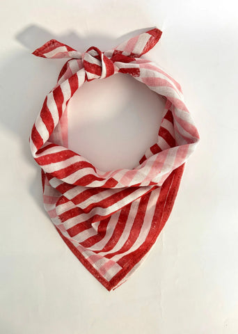 Pink & Red Stripes Cotton Square Scarf