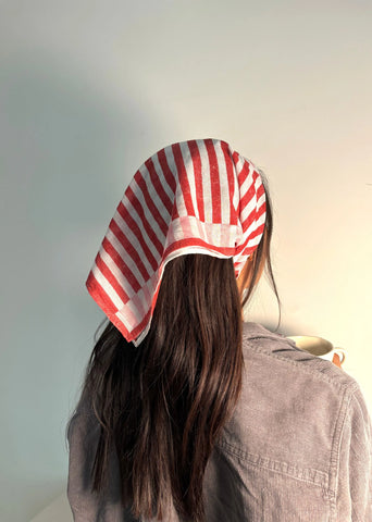 Pink & Red Stripes Cotton Square Scarf