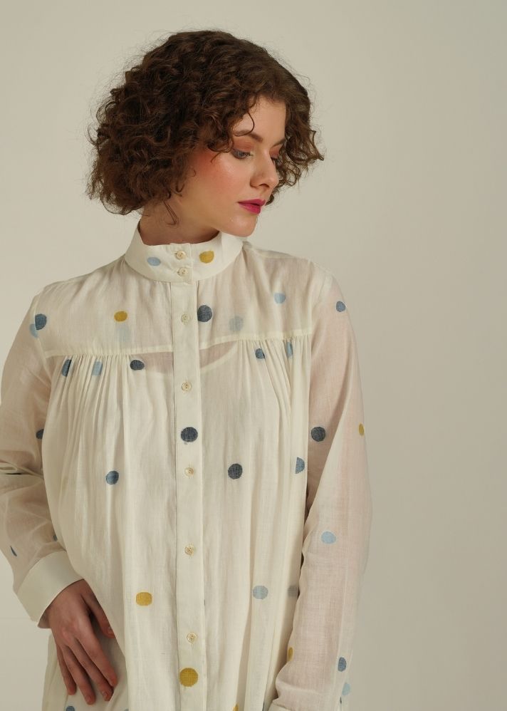 A Model Wearing Beige Pure Cotton Royale XXXVI, curated by Only Ethikal